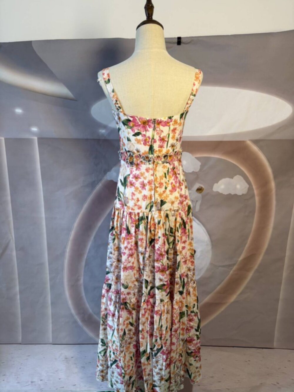 Agua by Agua Bendita Classic Square-Neck Pink Floral Print Maxi Dress - Picture 6 of 13